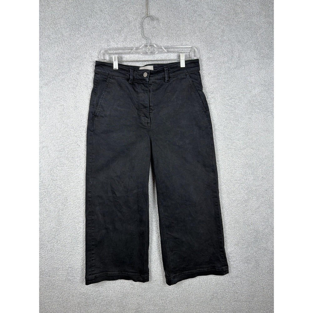 Everlane Cropped Wide Leg Pants Womens Size 8 Black High Rise Jeans